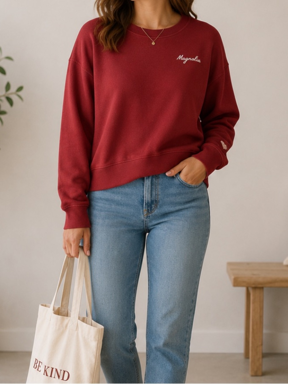 Magnolia Women's Red Long-Sleeve Pullover Sweatshirt Small‎